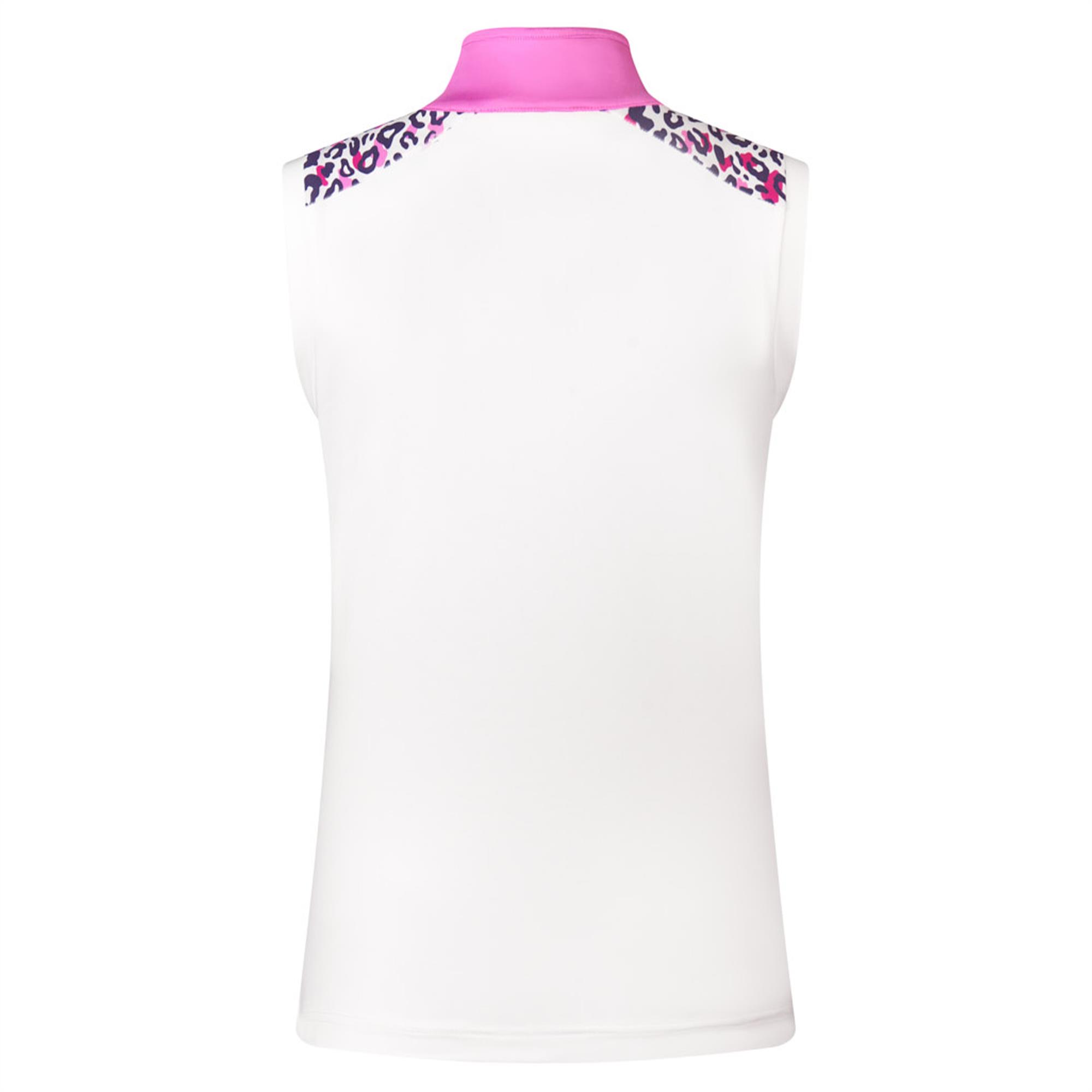 Pure Golf Chloe Ladies Sleeveless Golf Polo Shirt Leo Pop